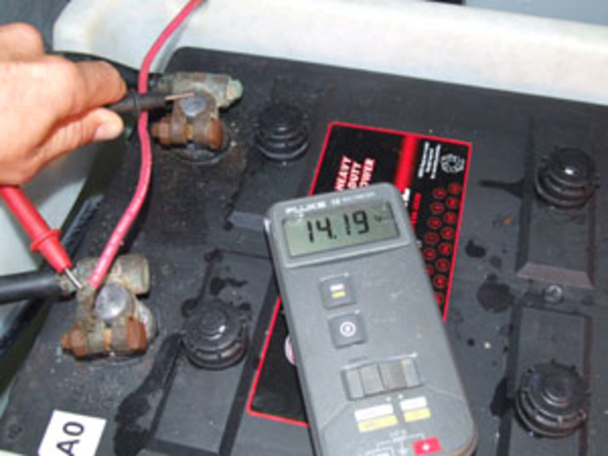 multimetre testing a car battery